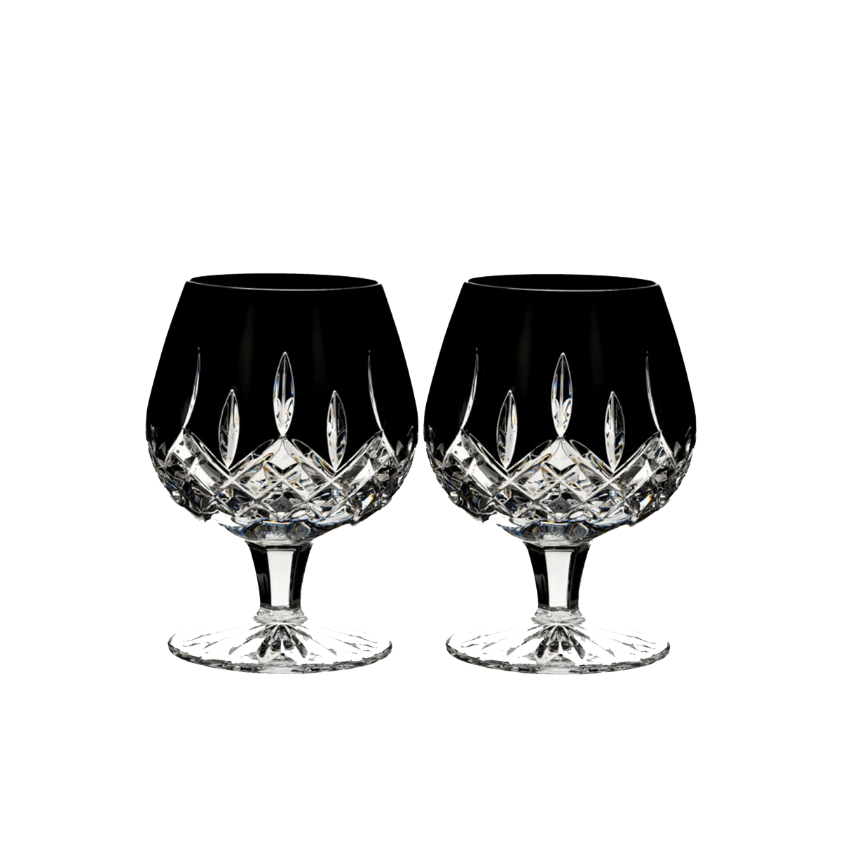 Lismore Black Brandy Glasses